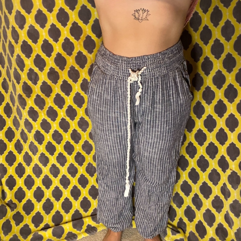 striped fabric pants